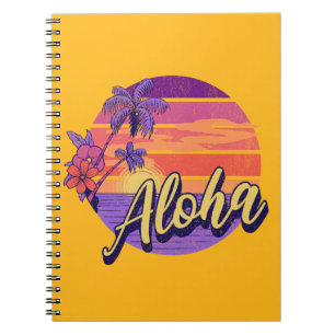 Retro style "Aloha" text design Notebook