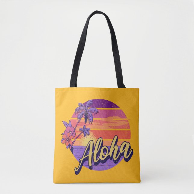 Retro style "Aloha" text design Tote Bag (Front)