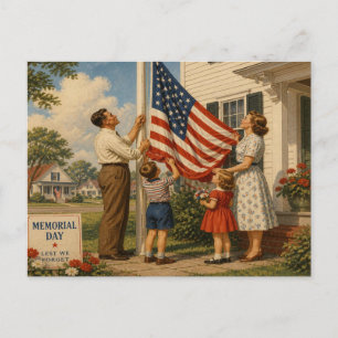 Retro-Style Americana Memorial Day Postcard
