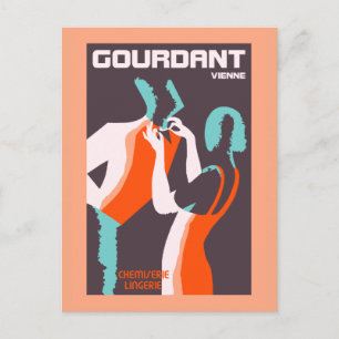 Retro style Art Deco French fashion ad Postcard