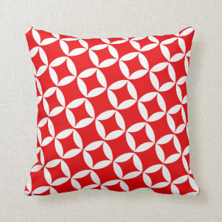 Retro Style Atomic Star Pattern in Cherry Red Cushion