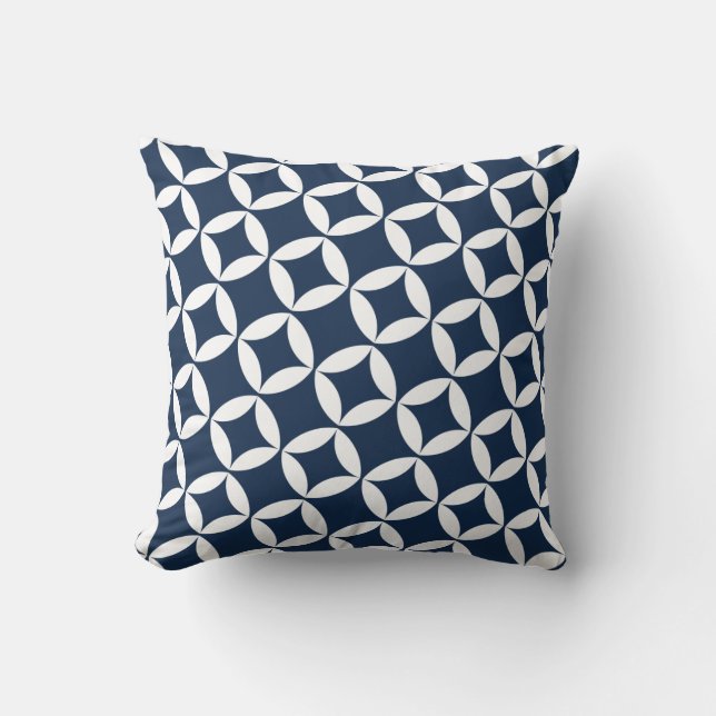 Retro Style Atomic Star Pattern in Navy Cushion (Front)
