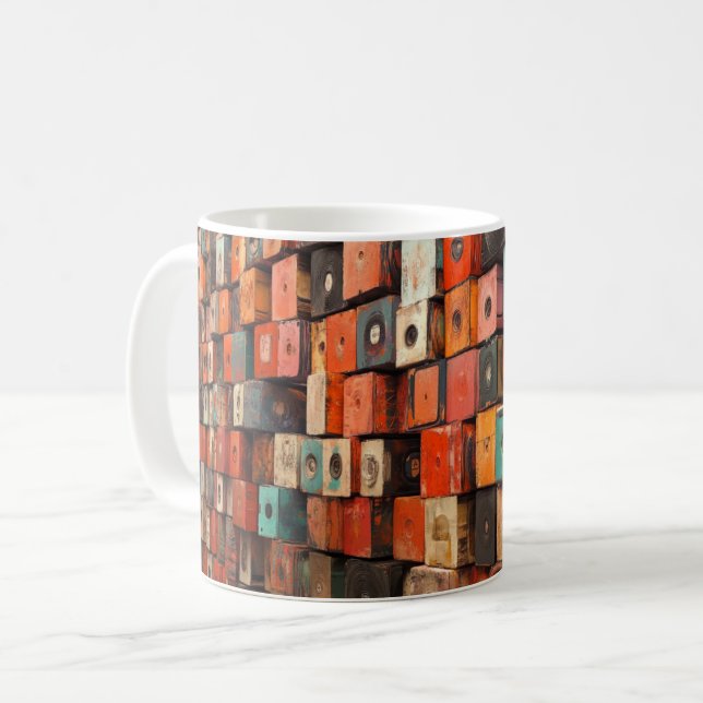 Retro-style audio speakers surrounded by roses coffee mug (Front Left)