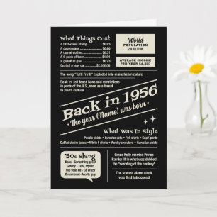 Retro Style, Back in 1956, Fun Facts 70th Birthday Card