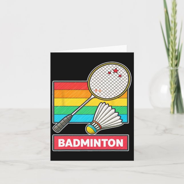 Retro Style Badminton Racket And Shuttle  Card (Front)