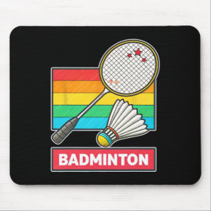 Retro Style Badminton Racket And Shuttle Mouse Pad