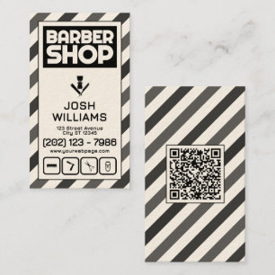Retro style barber pole stripes barbershop  business card