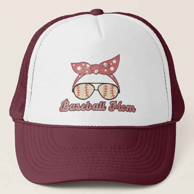 Retro Style Baseball Mom Trucker Hat (Front)