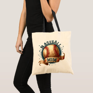 Retro Style Baseball Mum Personalised Tote Bag