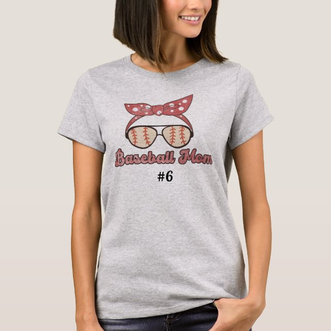 Retro Style Baseball Mum T-Shirt (Front)