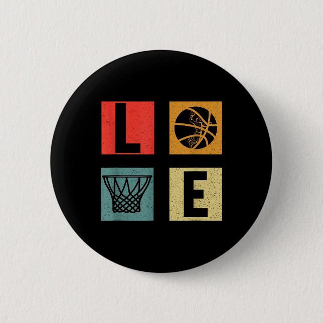 Retro Style Basketball Playing Kids Boys 10-12 12- 6 Cm Round Badge (Front)