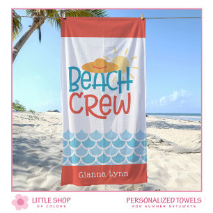 Retro Style Beach Crew Customisable Towel