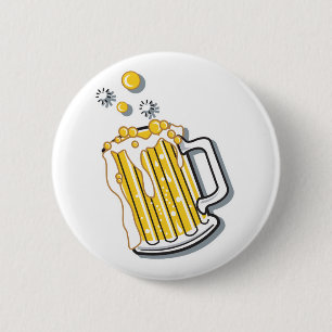 retro style beer graphic 6 cm round badge
