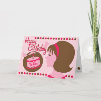 Retro Style Birthday Girl - Greeting Card