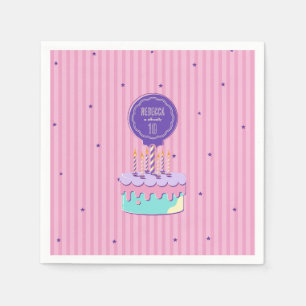 Retro style birthday party napkin