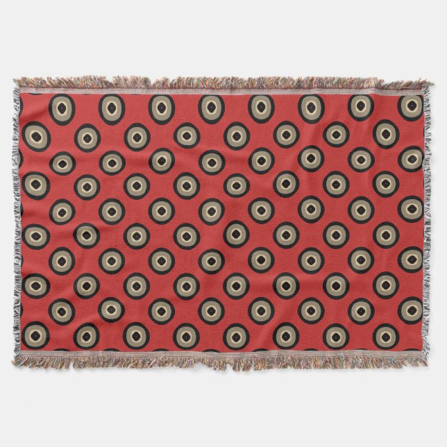 Retro Style - Black and Red Pattern Throw Blanket (Front)