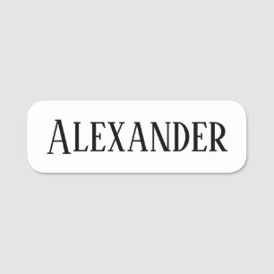 Retro Style Black and White Rectangular Name Tag