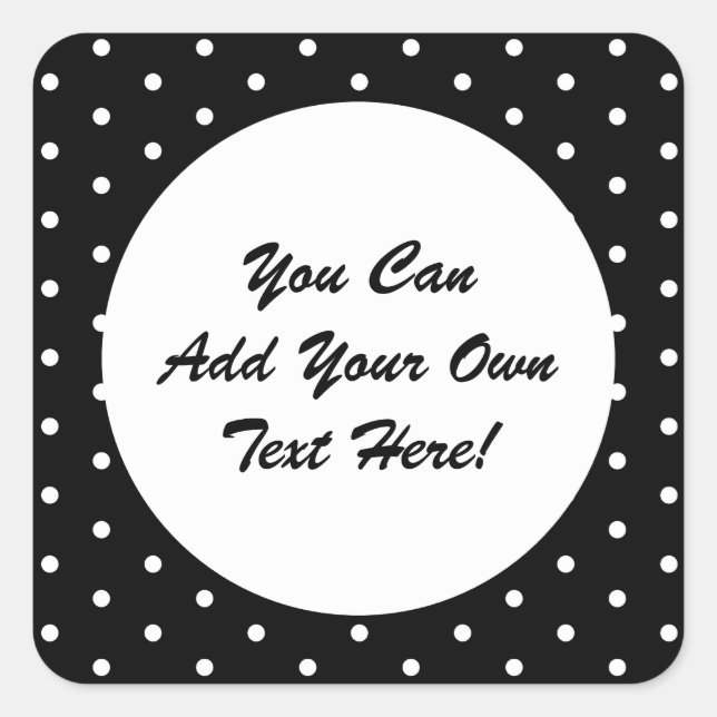 Retro Style Black and White Retro Polka Dots Square Sticker (Front)