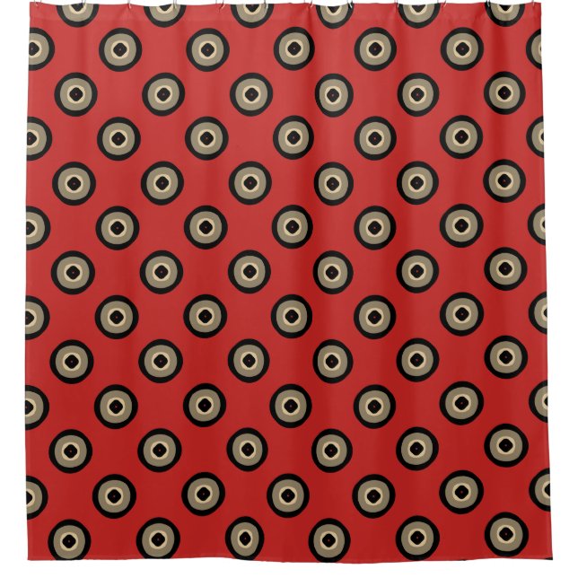 Retro Style - Black Red Pattern Shower Curtain (Front)