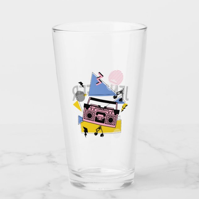 Retro style boombox design glass (Front)