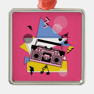 Retro style boombox design metal tree decoration