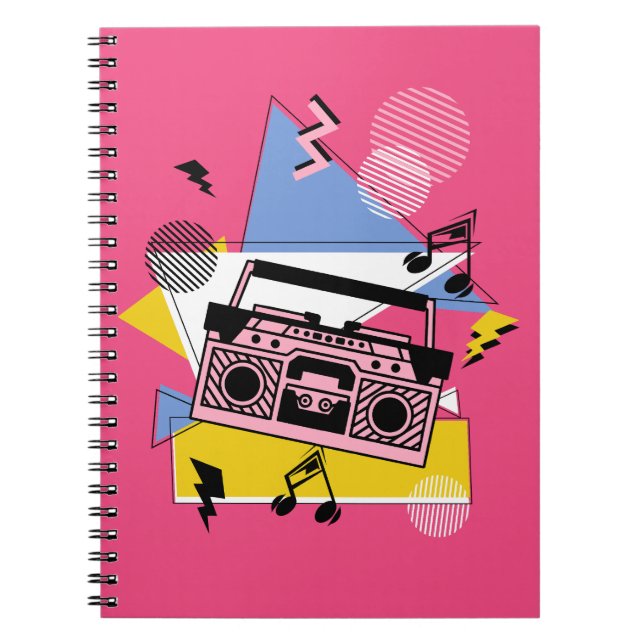 Retro style boombox design notebook (Front)