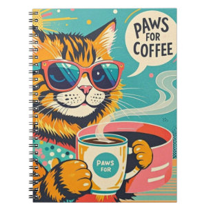 Retro-style cartoon cat wearing oversized sunglass notebook