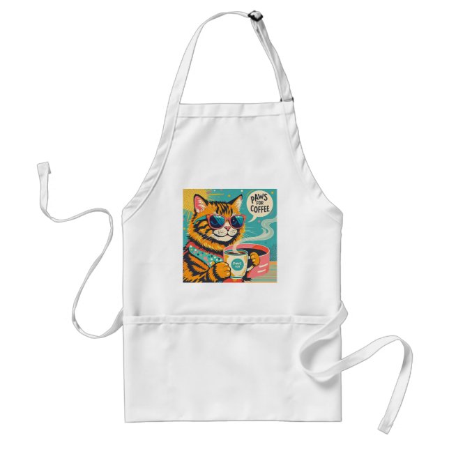 Retro-style cartoon cat wearing oversized sunglass standard apron (Front)
