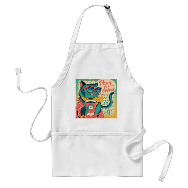 Retro-style cartoon cat wearing oversized sunglass standard apron (Front)