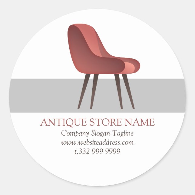Retro style chair illustration classic round sticker (Front)