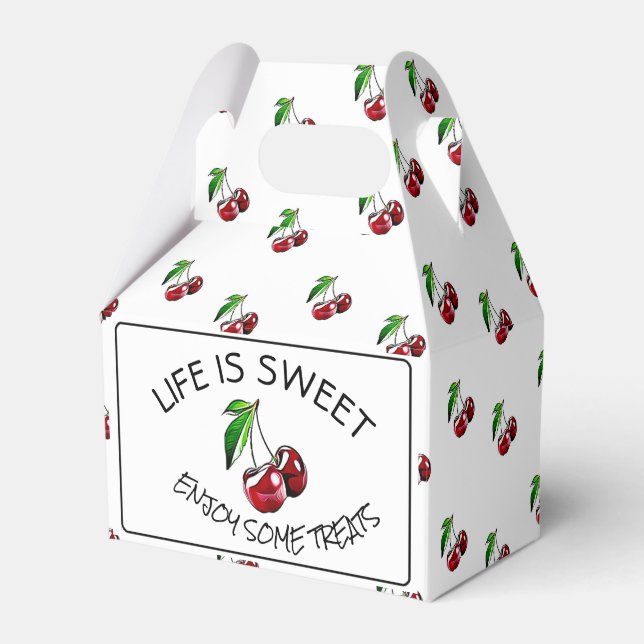 Retro Style Cherries Candy or Cupcake Box (Front Side)
