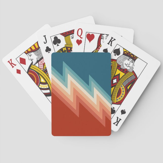 Retro style chevron pattern playing cards (Back)