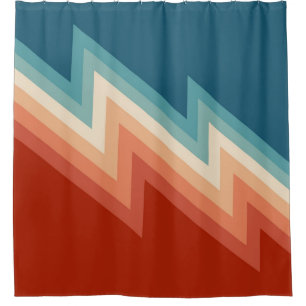 Retro style chevron pattern shower curtain
