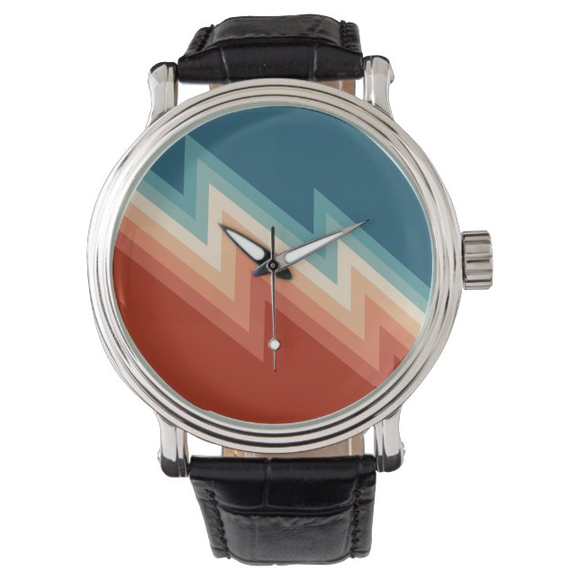 Retro style chevron pattern watch (Front)