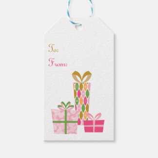 Retro Style Christmas Gifts -Pink Harlequin Gift Tags