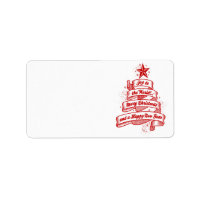 Retro Style Christmas Holiday Red White Blank