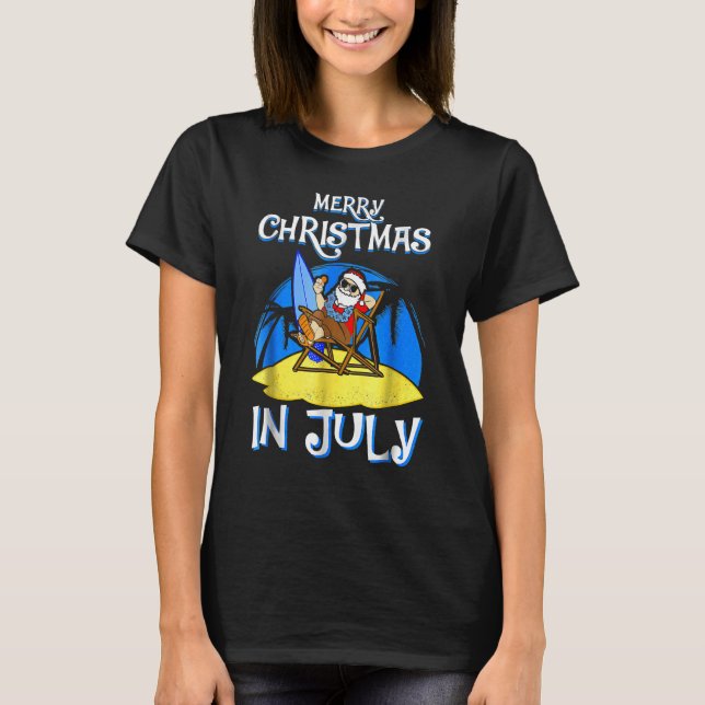 Retro Style Christmas In July  Santa Matching Fami T-Shirt (Front)
