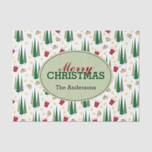 Retro Style Christmas Pattern, Personalised Tissue Paper