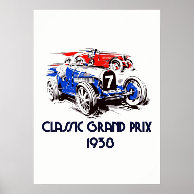Retro style classic cars Grand Prix 53 x 73 Poster (Front)