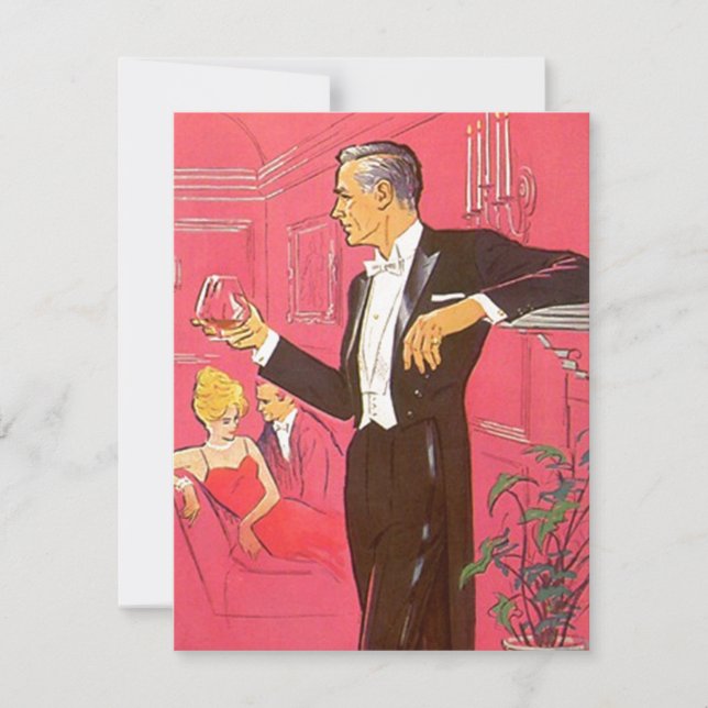 Retro Style Cocktail Party Bar Invitation Dinner (Front)