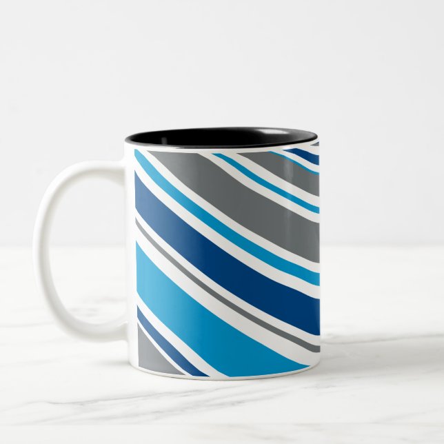 Retro style colours Waves  Two-Tone Coffee Mug (Left)
