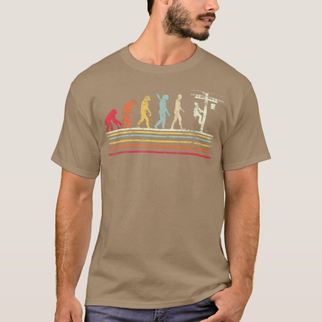 Retro style Cool Evolution Of Lineman T-Shirt (Front)