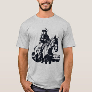 Retro Style Cowboy Man on Horse Horseback Riding T-Shirt