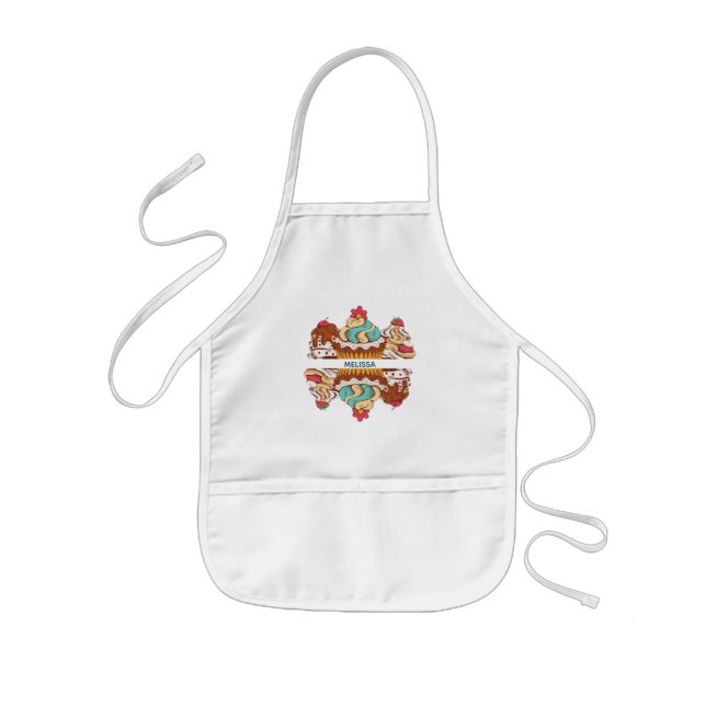 Retro Style Cupcakes Sweet Dessert Kids Apron (Front)