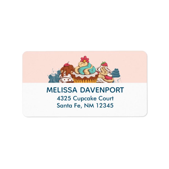 Retro Style Cupcakes Sweet Dessert Label (Front)