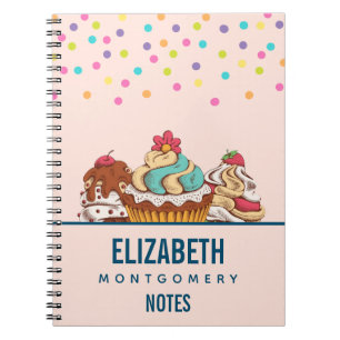 Retro Style Cupcakes Sweet Dessert Notebook
