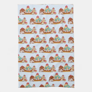 Retro Style Cupcakes Sweet Dessert Pattern Tea Towel
