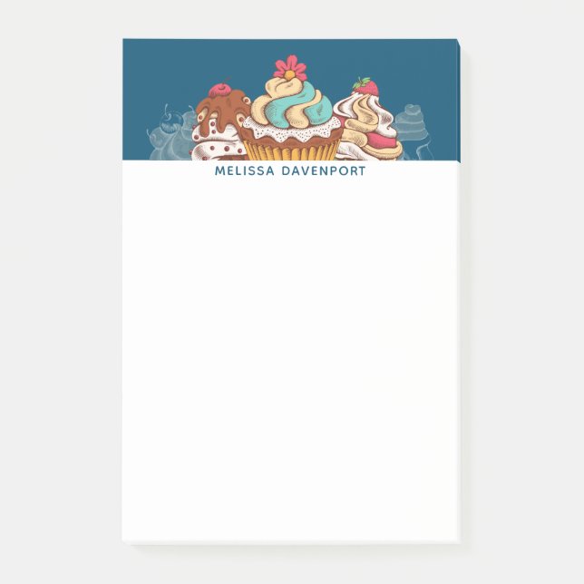 Retro Style Cupcakes Sweet Dessert Post-it Notes (Front)