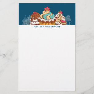 Retro Style Cupcakes Sweet Dessert Stationery