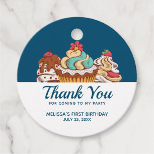 Retro Style Cupcakes Sweet Dessert Thank You Favour Tags